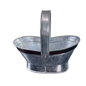 Vintage mini basket with handle- butterflies - galvanized- cottagecore copper